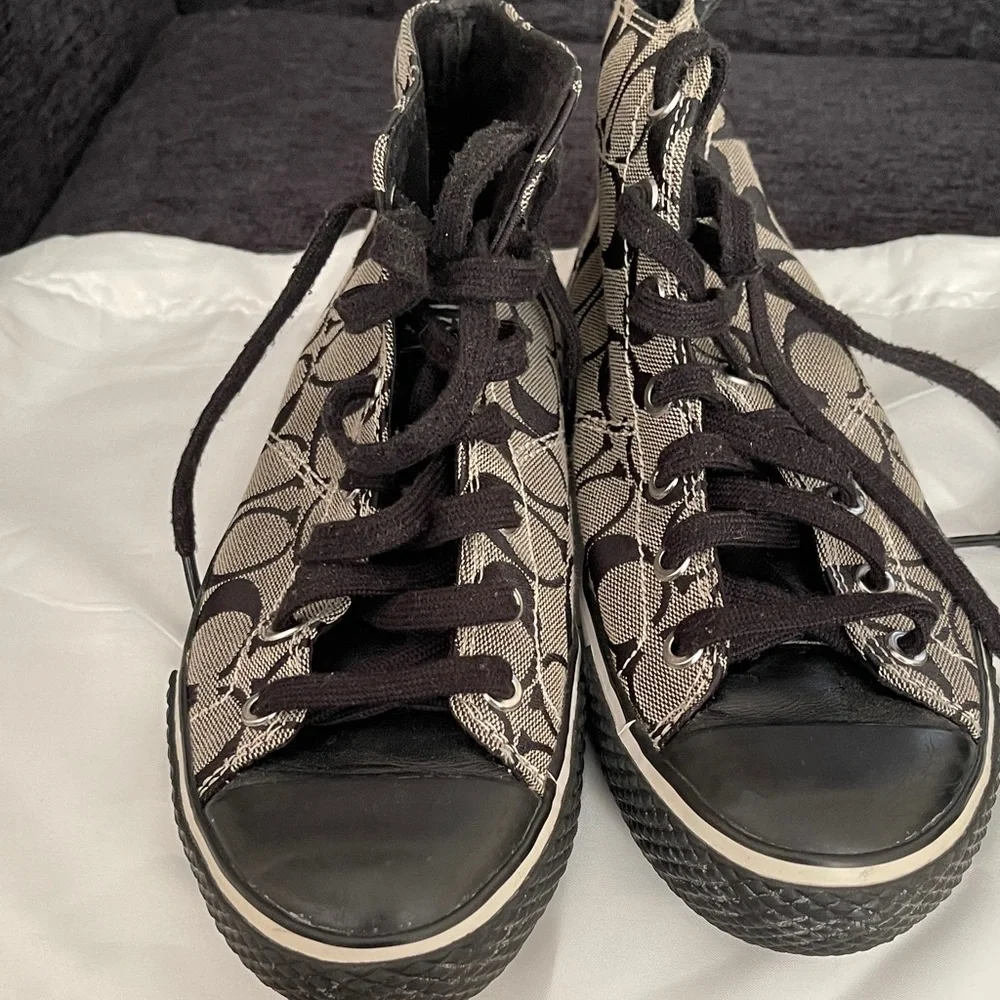 Coach Women's High-Top Sneakers - Black and Grey - Picture 4 of 8